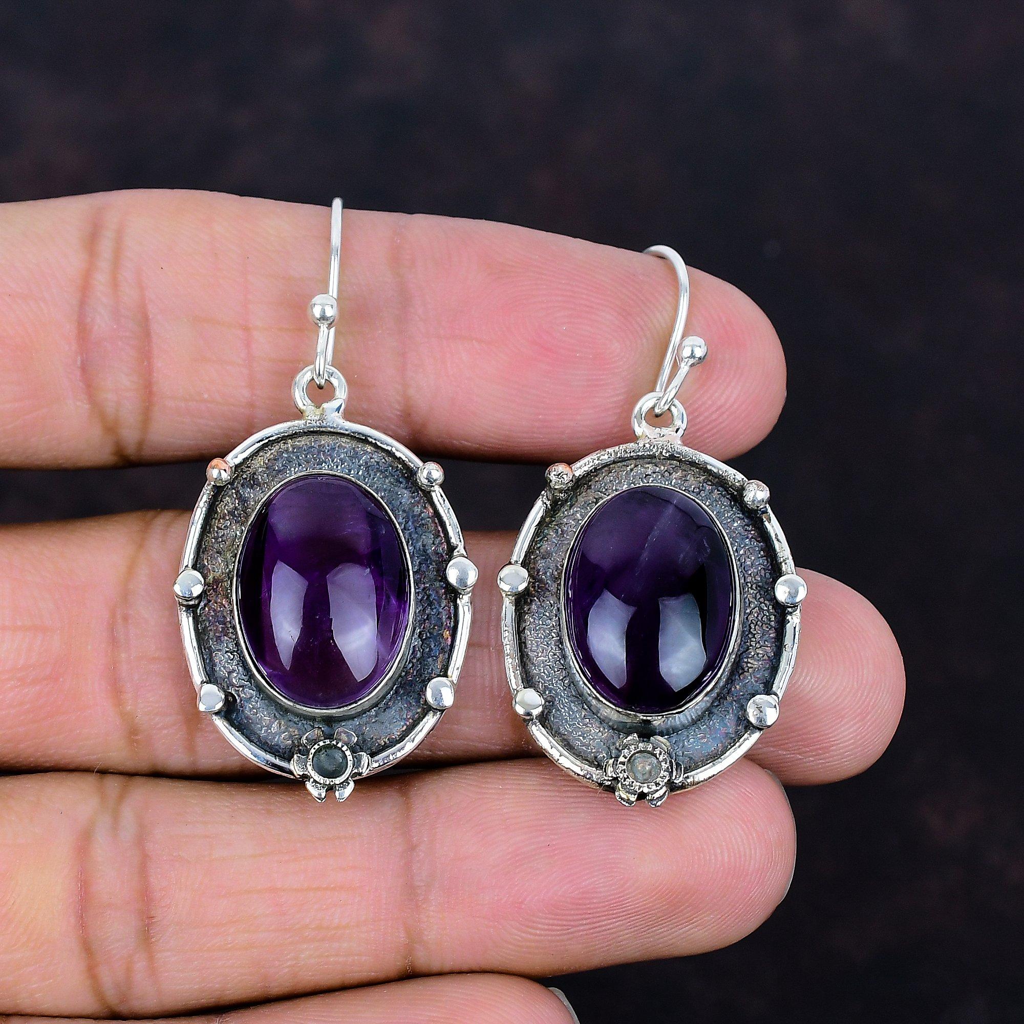 Star amethyst earring handmade real gemstone earrings 925 sterling silver earring antique jewelry very pretty drop earrings gifts for friend