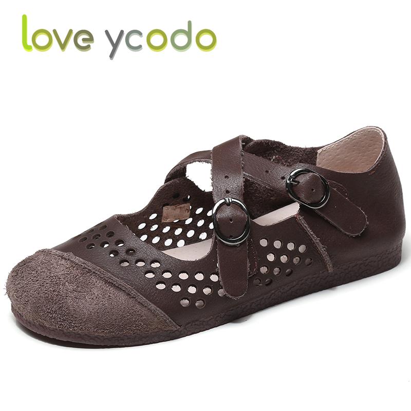 Love Ycodo ბრენდის ქალთა საზაფხულო ნატურალური ტყავის რბილი ძირები კომფორტული მოკასინები და სანდლები