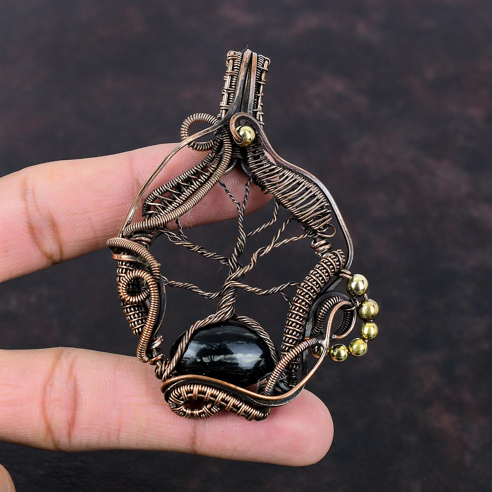 Tree Of Life Picasso Jasper Pendant Copper Wire Wrapped Pendant Handmade Copper Jewelry Gift For Him Genuine Gemstone Jewelry Ethnic Pendant