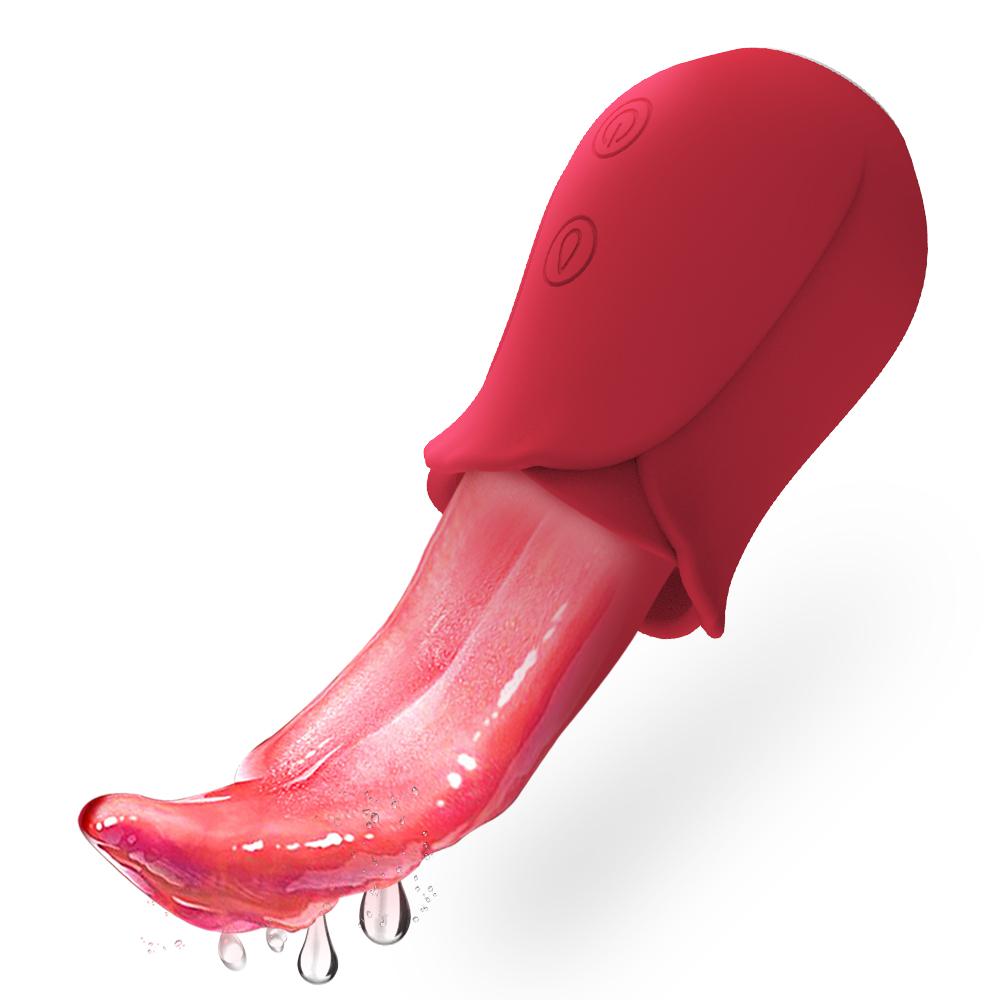 10 Speeds Realistic Licking Tongue Rose Vibrators for Women Nipples Clitoral Stimulation Sex Toys for Adult Female Couples