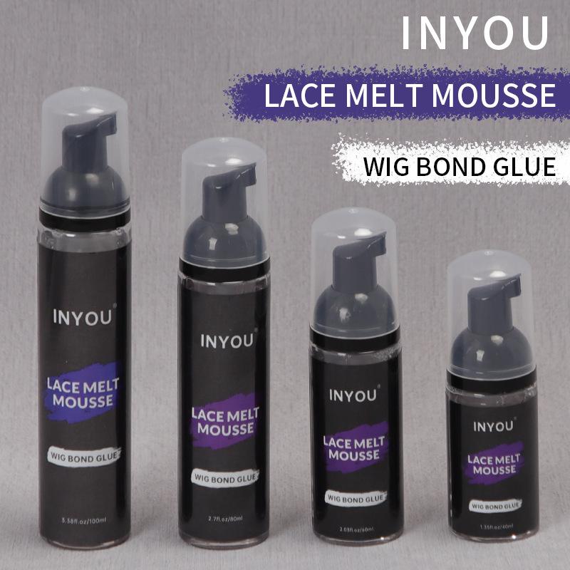 INYOU LACEMELT MOUSSE Wig Glue with Nozzle, Lace Front Styling Foam Adhesive for Secure Hold, Professional Hair System Bonding Mousse