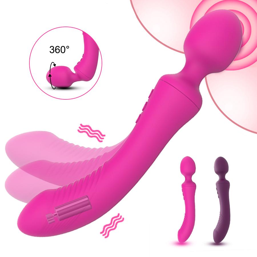 Oral Leistungsstarke Dual Vibrator Zauberstab G-punkt Massage Anal Plug Spielzeug für Erwachsene Vaginal Klitoris Stimulieren Weichen Weiblichen Masturbator