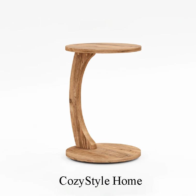 Wheeled C Wheeled Coffee Side Table, Mobile Rolling Sofa Tea Table for Living Room & Bedroom, Walnut (E1 Eco Safe)