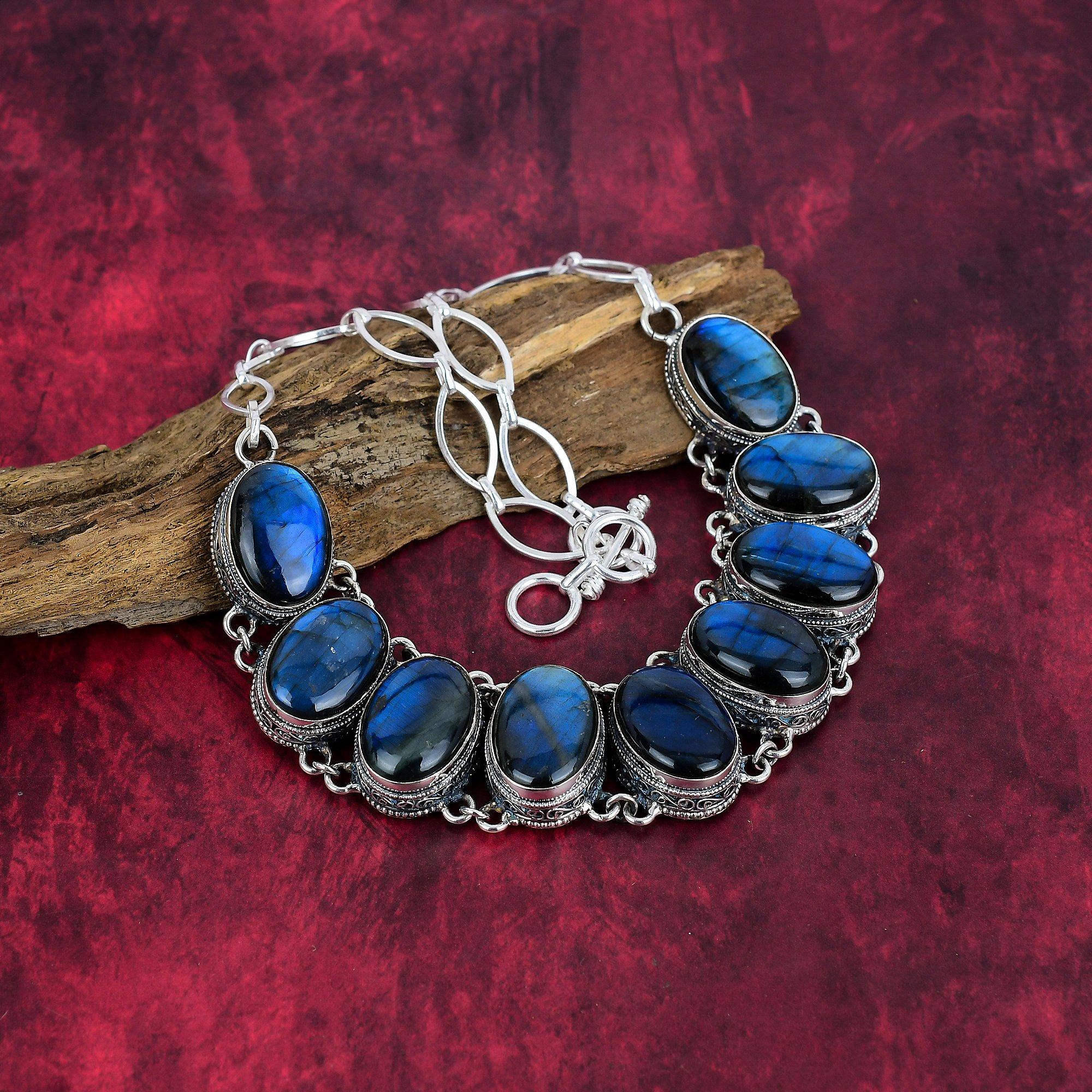 Labradorite Necklace Handmade Jewelry, 925 Solid Sterling Silver Necklace Designer Gemstone Jewelry Adjustable Chain Necklace Gift For Mom