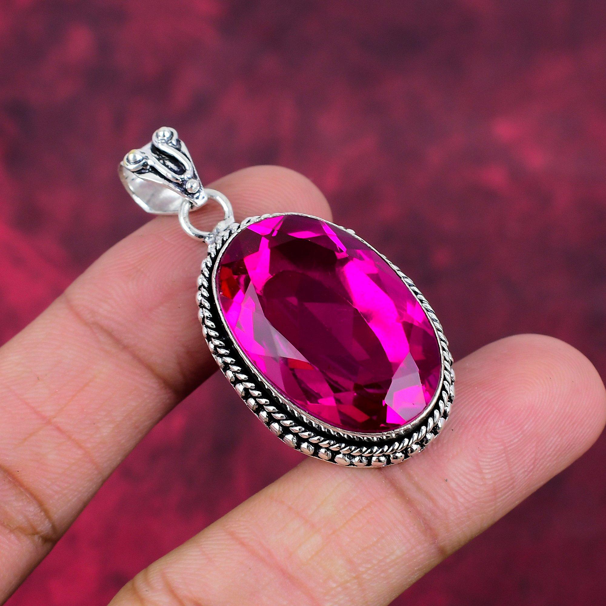 Rubellite Pendant, 925 Sterling Silver Pendant Gemstone Jewelry, Handmade Pendant Amazing Jewelry, Gift For Her