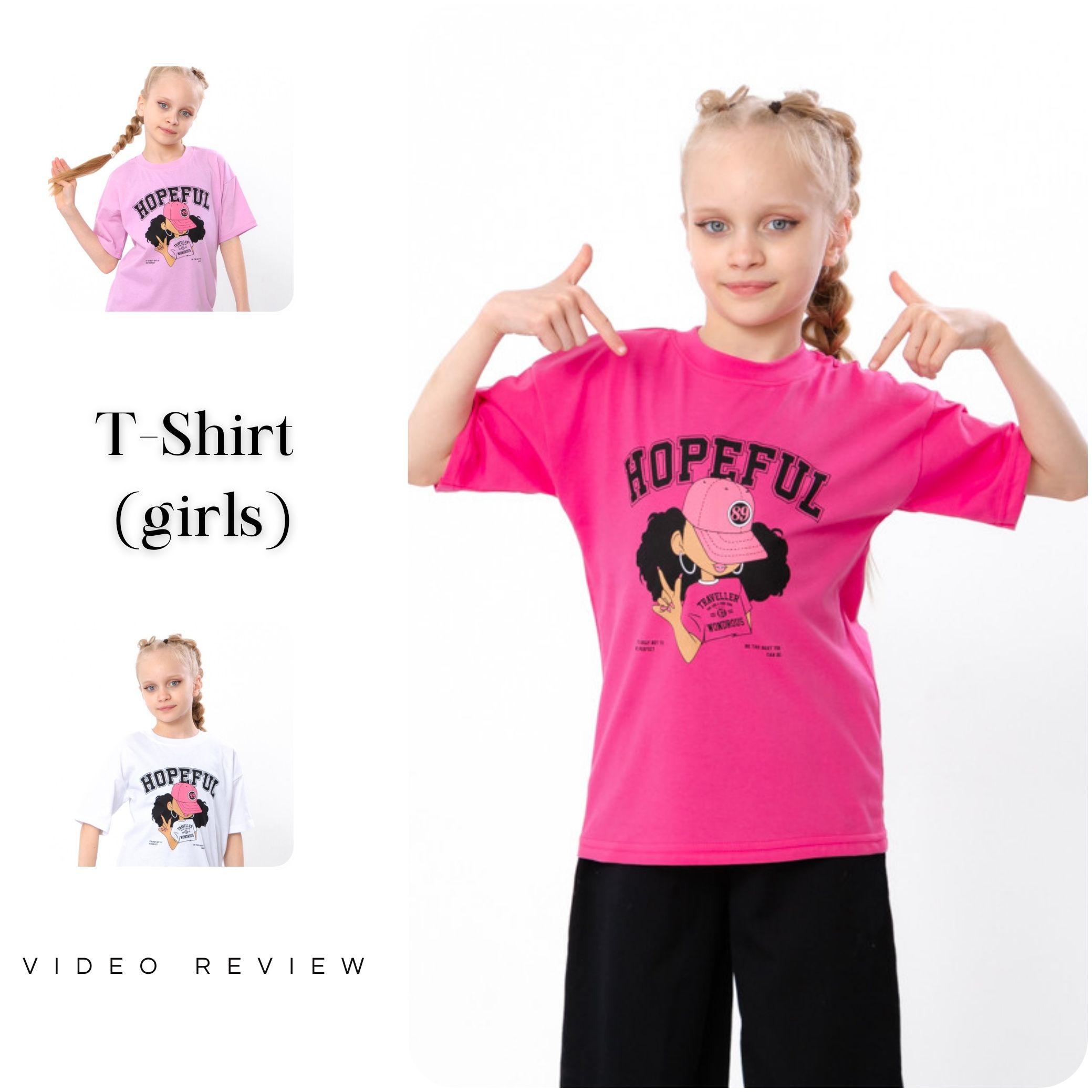 Summer Cotton T-Shirt for Girls – Girl Print, Breathable Fabric, Casual Style, Summer, 6414-001-33-5-1 HC