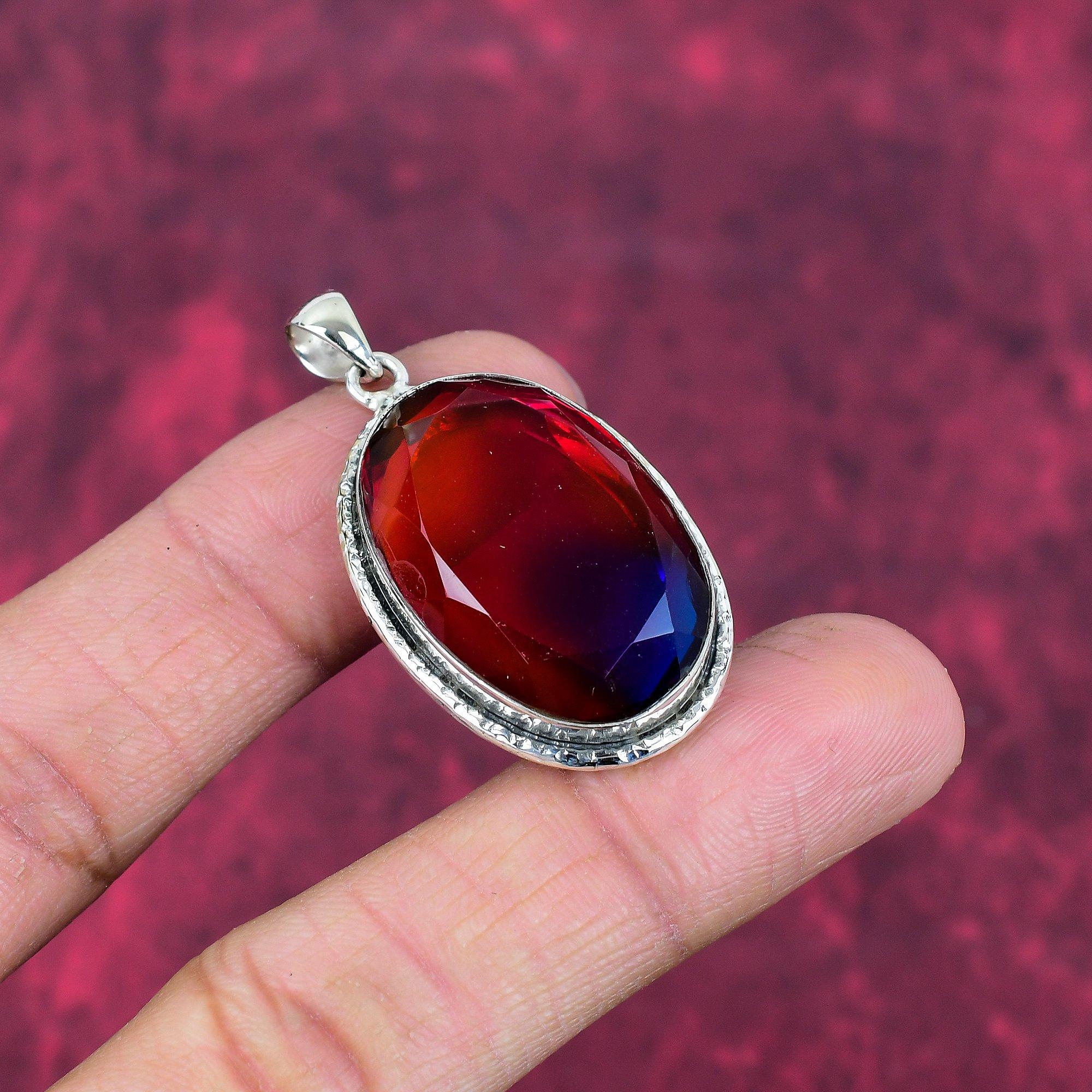 Bi-Color Tourmaline 925 Solid Sterling Silver Pendant, Handmade Gemstone Pendant Jewelry, Gifts For Wife Brand New Pendant