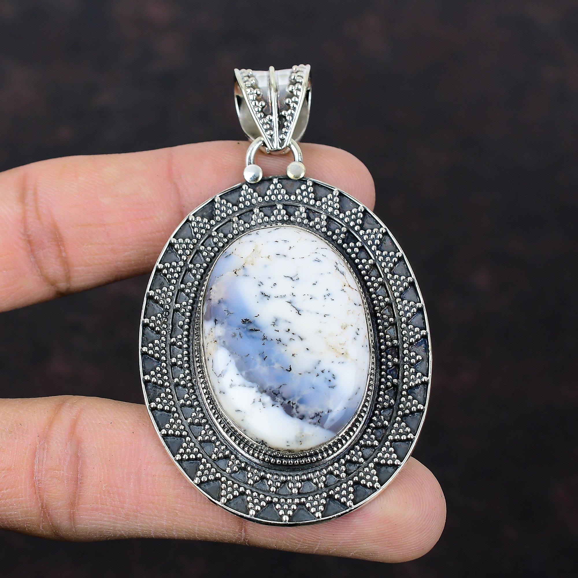 Dendrite Opal Pendant Handmade Pendant Vintage Pendant Gemstone Jewelry 925 Sterling Silver Pendant Designer Jewelry Engagement Gift For Her
