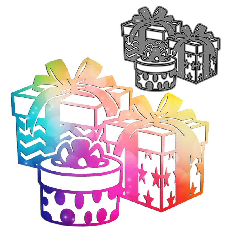 Three Piece Gift Wrapping Art Background Scrapbooking Metal Cutting Dies Stencils for DIY Album Paper Card Decor
