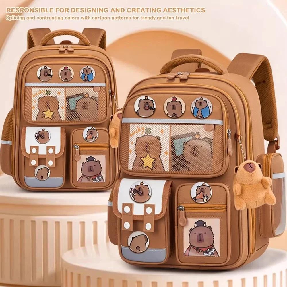 Capybara Schultasche Wasserdichter Rucksack Große Kapazität Entlastung Schutz der Wirbelsäule Verbreiterte Träger Rucksack für Studenten Geschenk