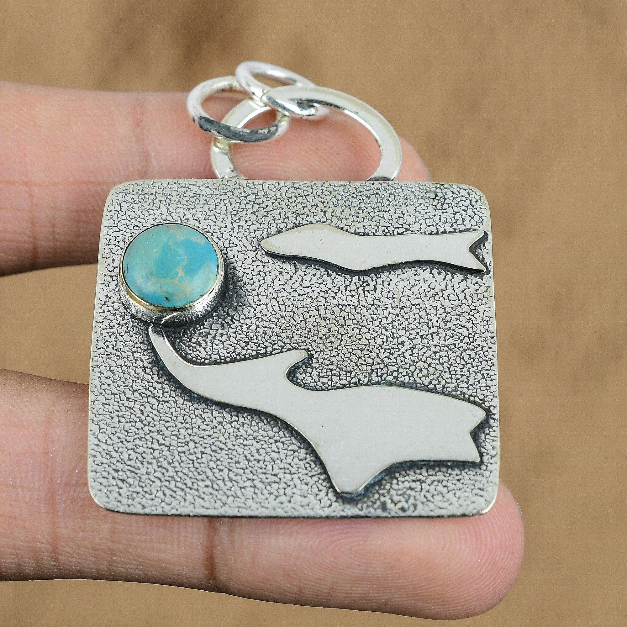 Wedding Gift For Her 925 Silver Natural Sleeping Beauty Turquoise Pendant