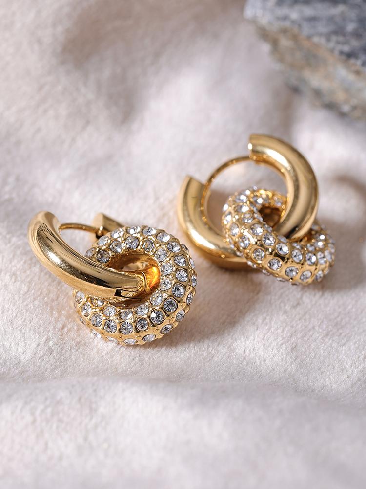 Eetit Zarte, glänzende, runde Huggie-Creolen aus Edelstahl, 18 Karat Gold, hochwertiger Charm-Schmuck, Geschenk