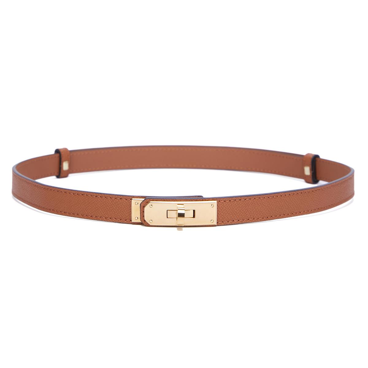 Neuer modischer, schlichter Taillengürtel mit Stahlschnalle für Damen, vielseitig verstellbar, dünner Taillengürtel aus Kopfschichtrindsleder