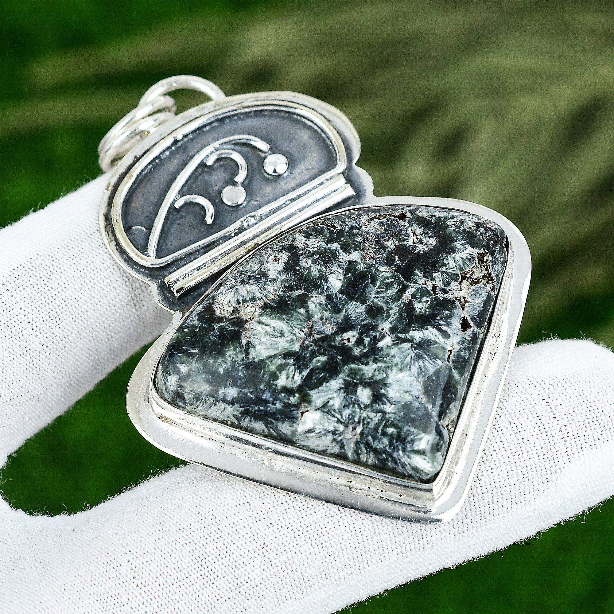 Schwestern-Tag Sale Sterlingsilber Seraphinit Edelstein Hochzeitsanhänger Schmuck