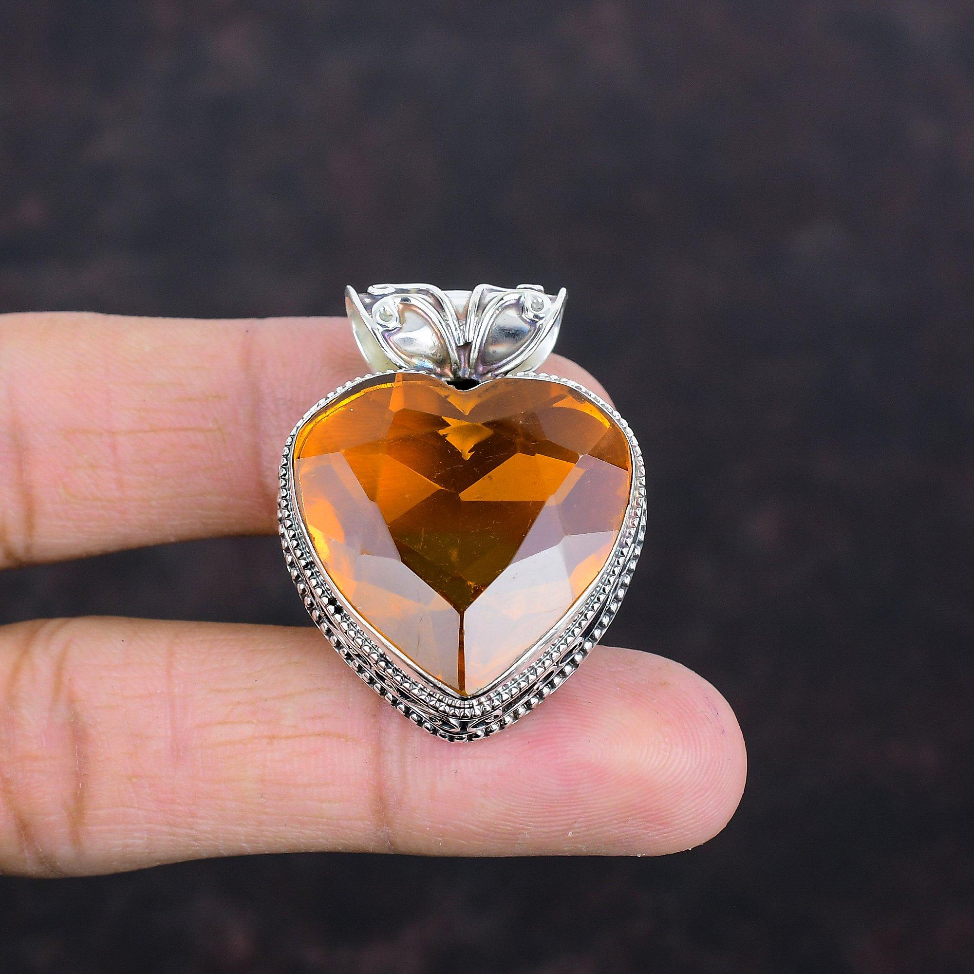 Faceted citrine pendant natural gemstone pendant vintage pendant 925 sterling silver pendant decent jewelry handmade pendant gifts for mom