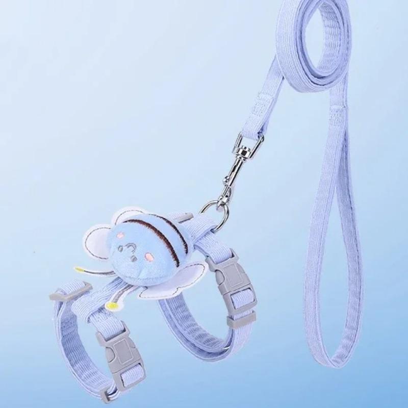 Cartoon Bee Pet Harness Leash Set Adjustable Double Layer Vest for Small Medium Cats Dogs Outdoor Use