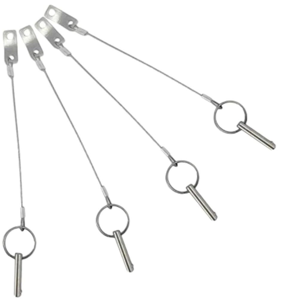 4PIECES Of Marine Grade Hardware, Bimini Top Pin, Quick Release Pin 1/4" Diameter W/Lanyard Prevents Loss, All 316 Stainless Steel 
