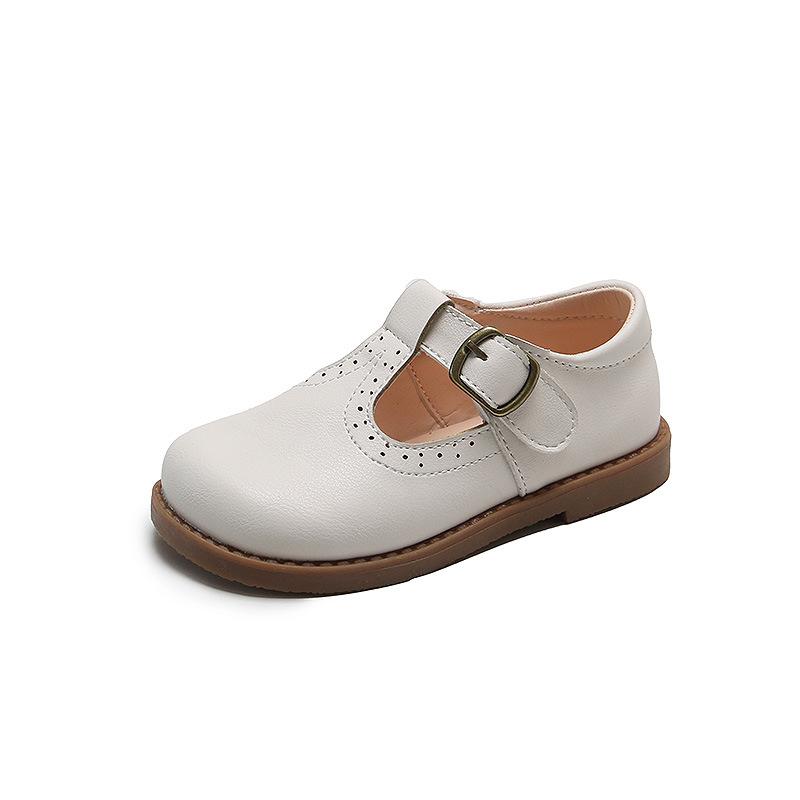 Children Mary Janes British Style T-strap Three Colors Vintage 21-30 Little Girl's Leather Shoes All-mtach School Kids Flats
