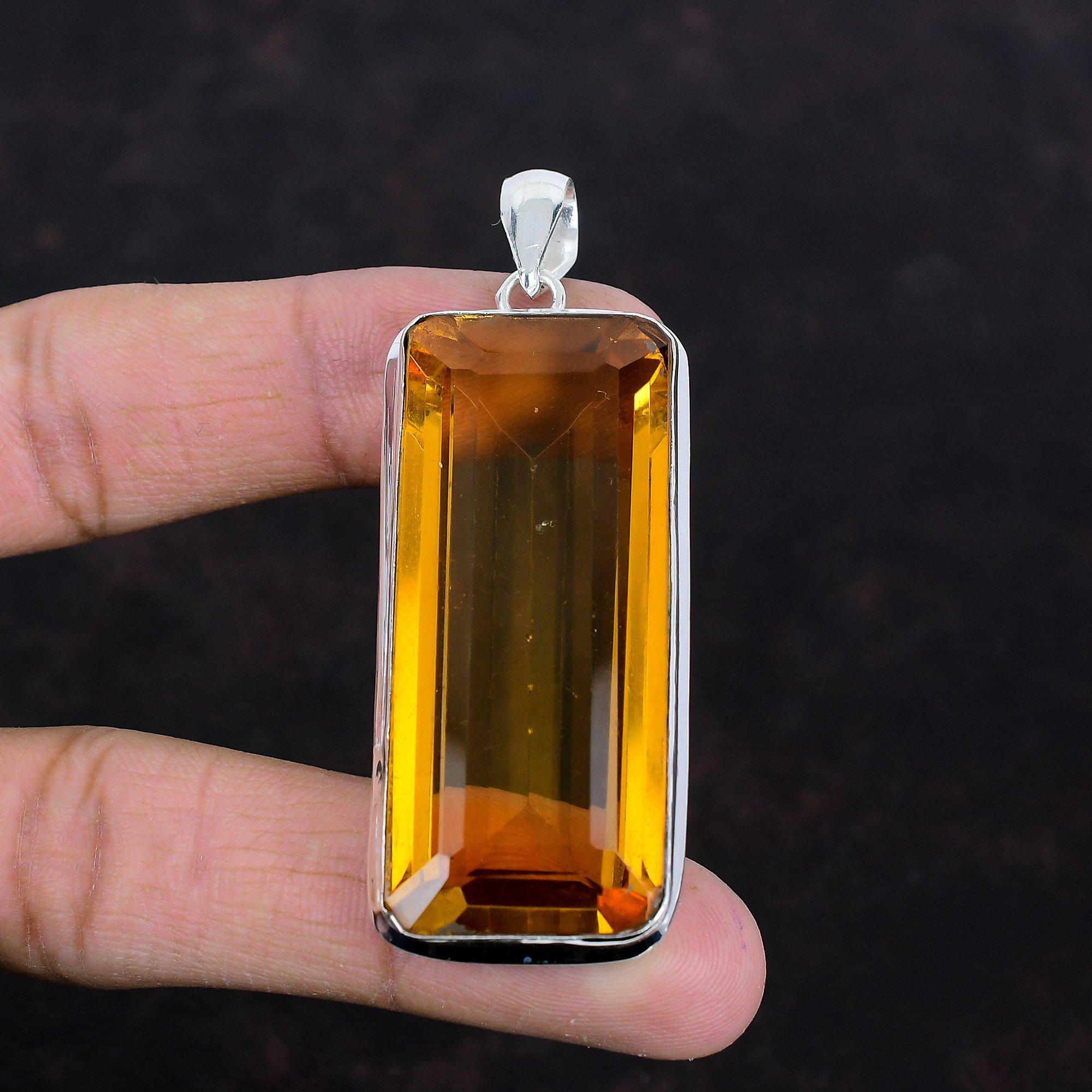 Facettierter Whiskytopas-Anhänger, Edelsteinschmuck, handgefertigter Anhänger, 925er Sterlingsilber-Anhänger, Whiskytopas-Schmuck, Designer-Anhänger für Geschenke