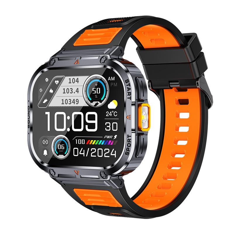 NX23 Smart Watch 2inch Ultra Large Screen LED Light Flashlight BT Calling AI Voice 400mAh Men Fitness Sports Tracker Smartwatch