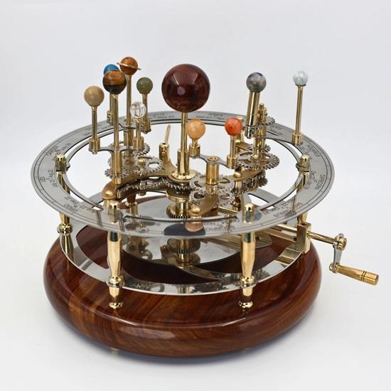 25.4 cm Orrery, A Perfect Art to Display in Your Office or Room, Planets Made of Semi Precious Stones, A Hand Driven Model of Solar System