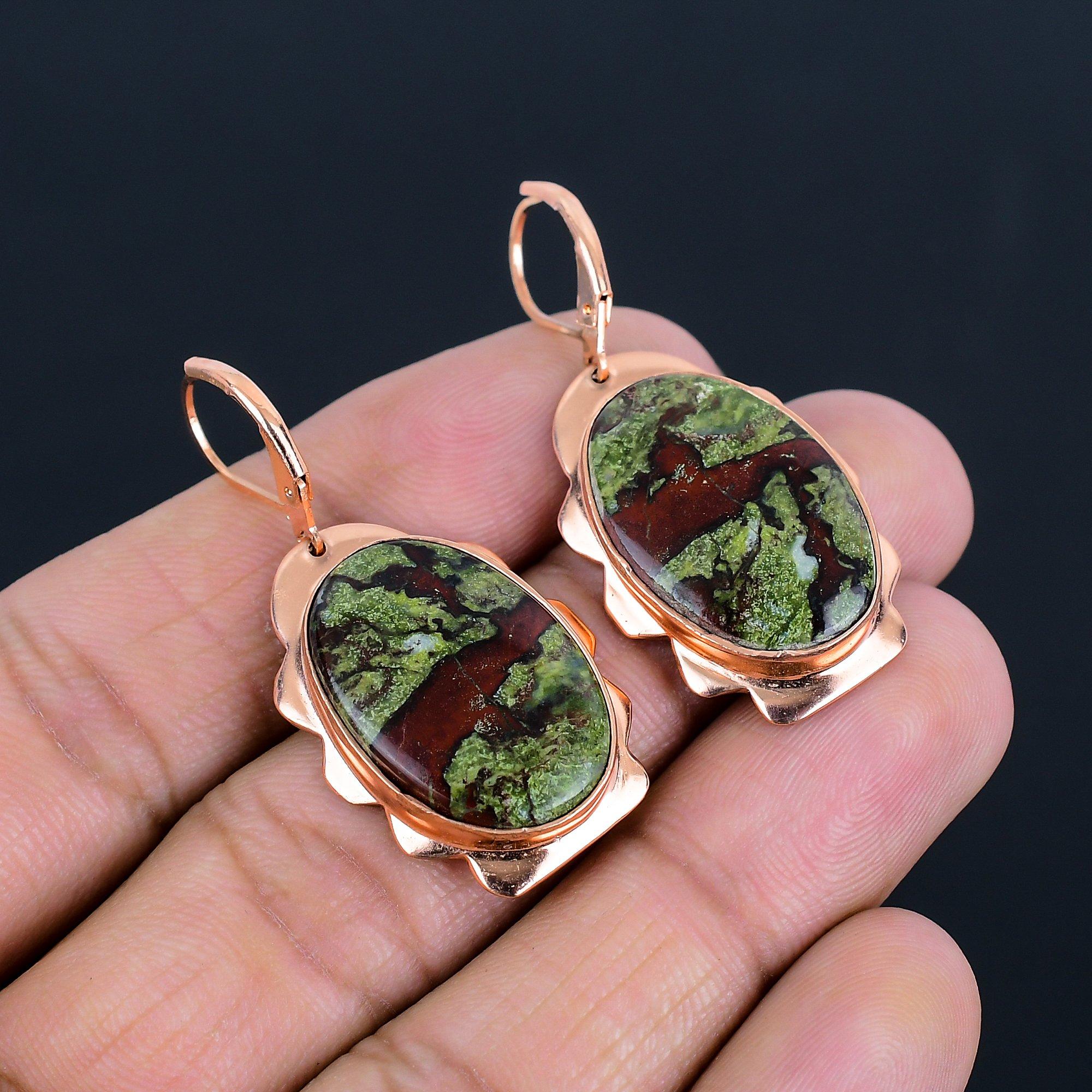 Dragon Blood Gemstone Handmade Copper Jewelry Gorgeous Earring For Women