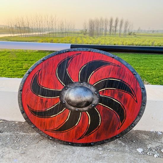 60.96 Cm Medieval Wooden Viking Shield Viking Wall Decor, Wood Wall Art, Handmade Home Decor, Fathers Day Gift For Him