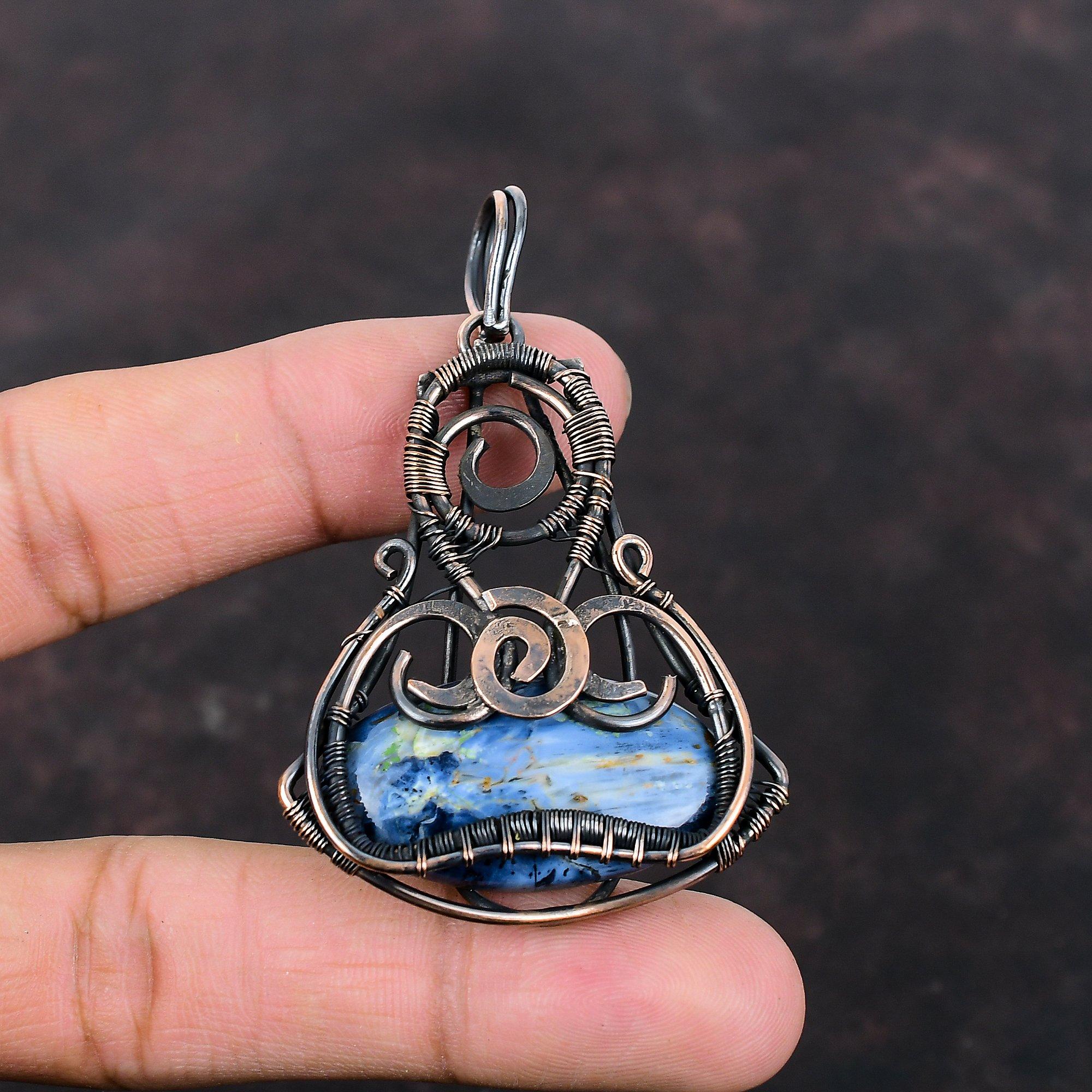 Pietersit Kupfer Anhänger Kupferdraht gewickelt Anhänger Edelstein Anhänger Pietersit Schmuck Handgefertigter Anhänger Draht Wickelschmuck Geschenk für Frauen