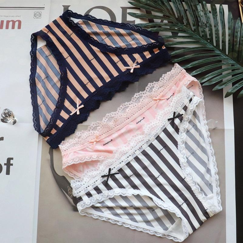 Women's Underwear Striped Sexy Low-rise Leopard Panties Ice Silk Breathable Women's Briefs