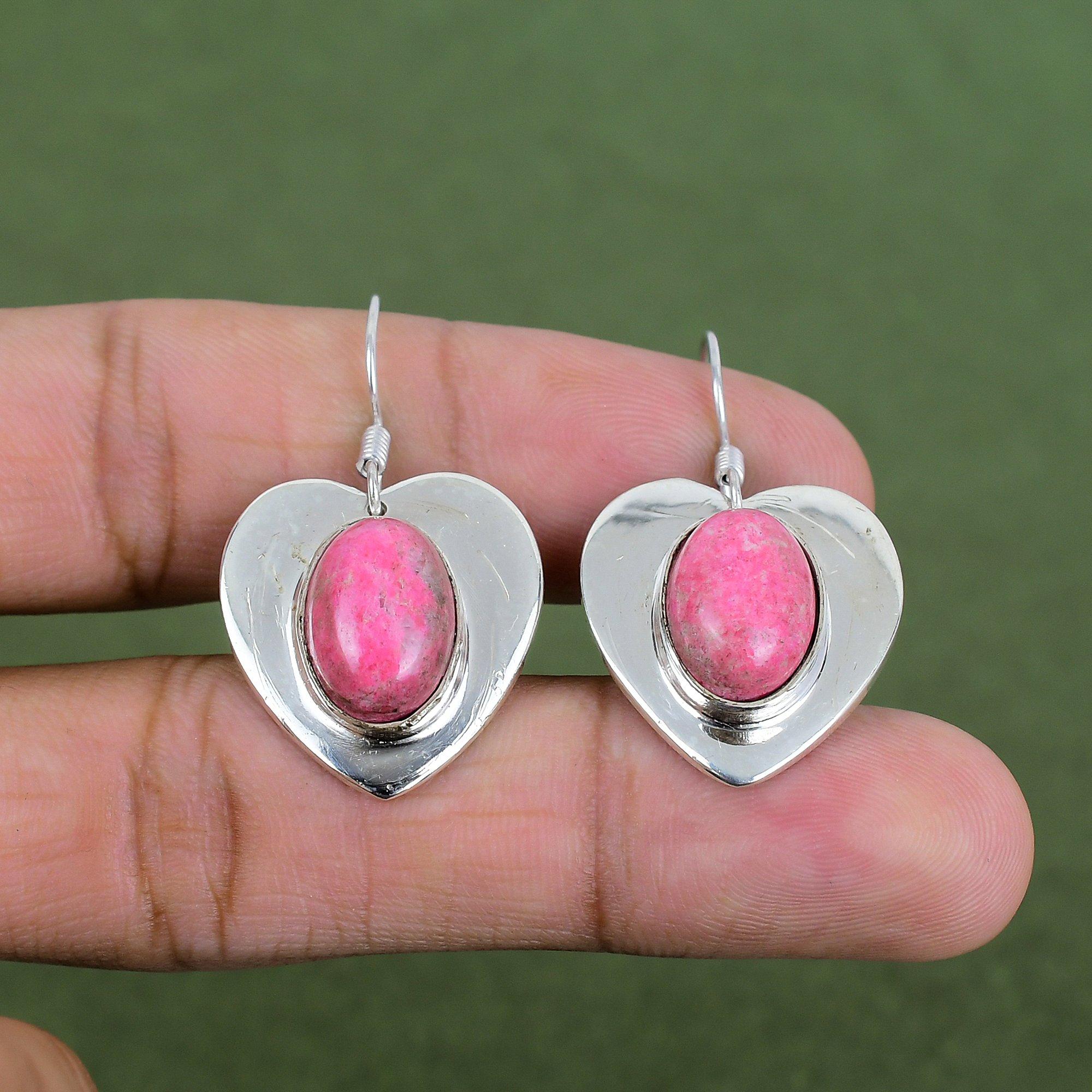 Thulite Earring 925 Sterling Silver Earring Unique Earrings Thulite Gemstone Jewelry Latest Design Earring Handmade Jewelry Gifts For Friend