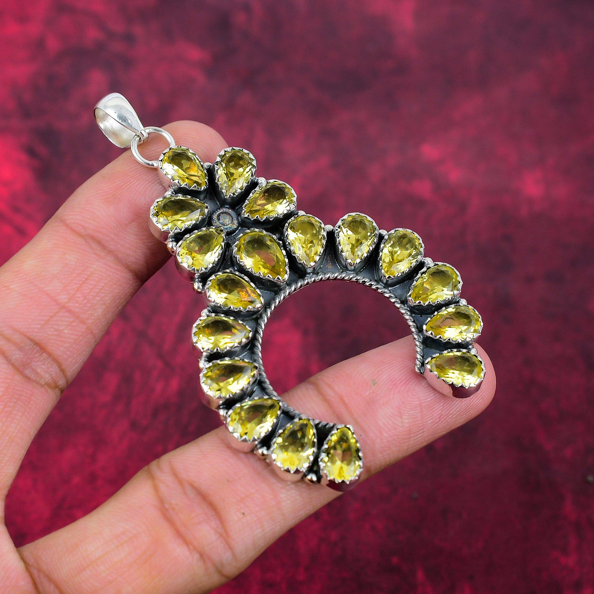 Citrine Gemstone Handmade 925 Solid Sterling Silver Jewelry, Beauteous Pendant Necklace Jewelry For Wedding Gift