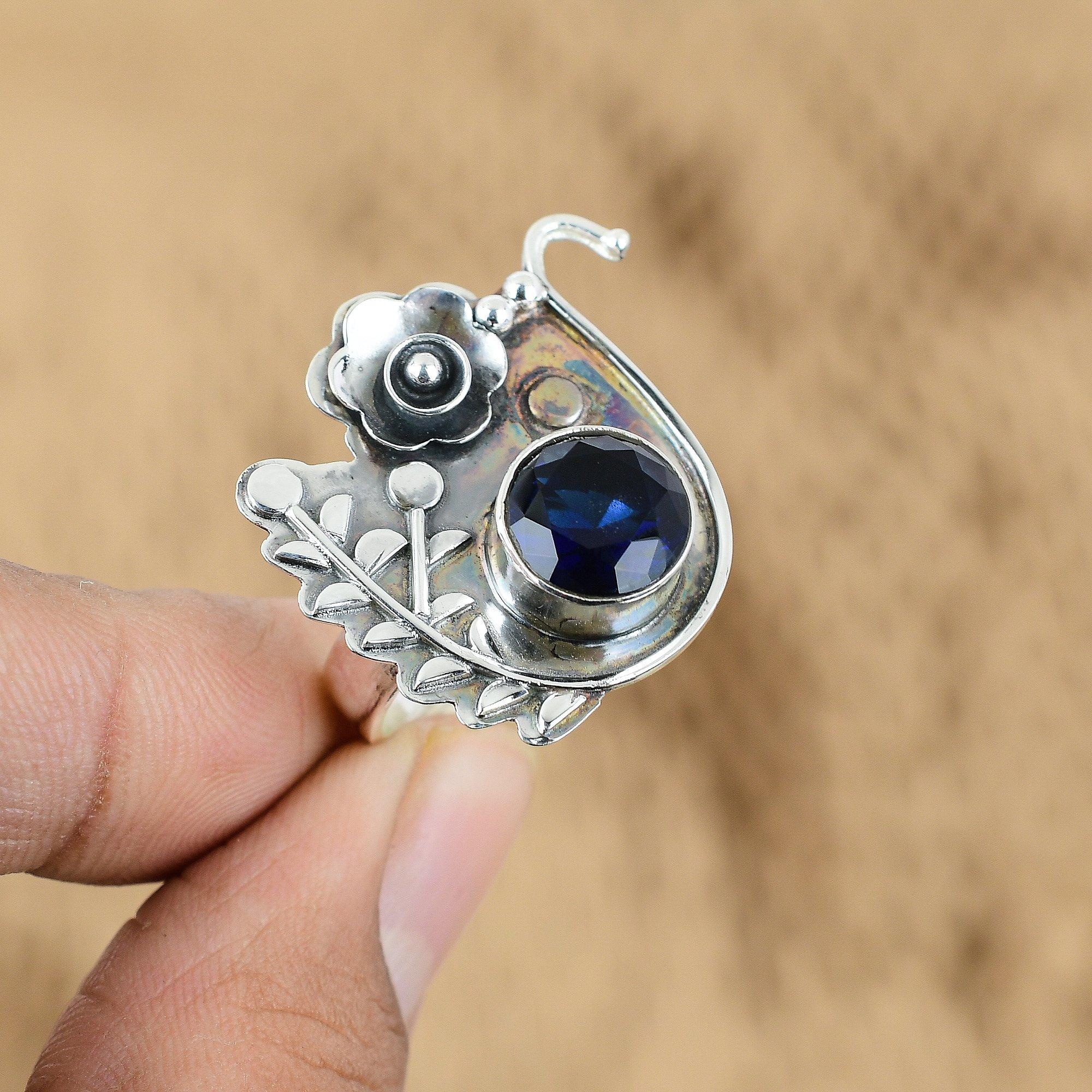 Tanzanite Quartz Gemstone Daughter Promise New Flower Ring 925 Sterling Silver