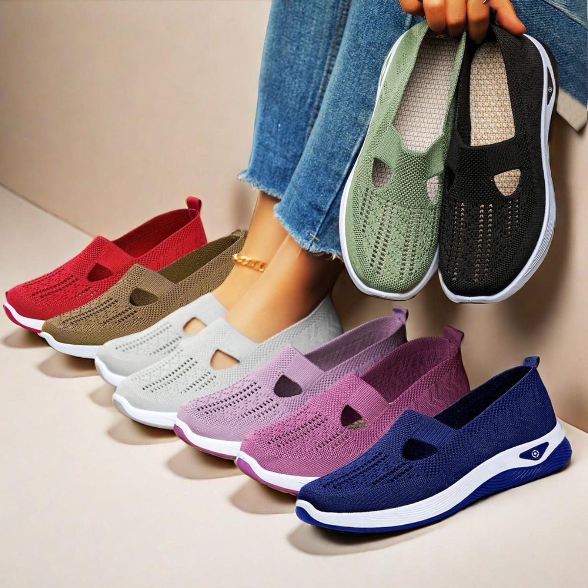 Pantofi Sport pentru Femei Acoperiți cu Plasă Respirabilă, Pantofi de Mers Ușori și Confortabili cu Talpă de Cauciuc - Pantofi Multicolori și Versatili pentru Toate Sezoanele