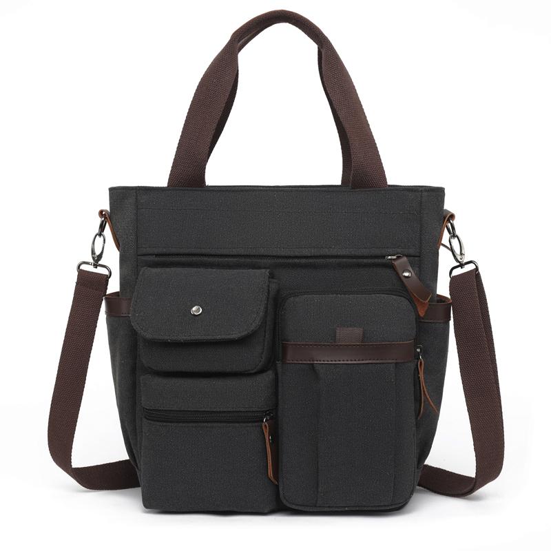 Unisex vintage plátěná taška přes rameno – odolná crossbody taška pro muže i ženy, aktovka do práce/na cesty/na vysokou školu