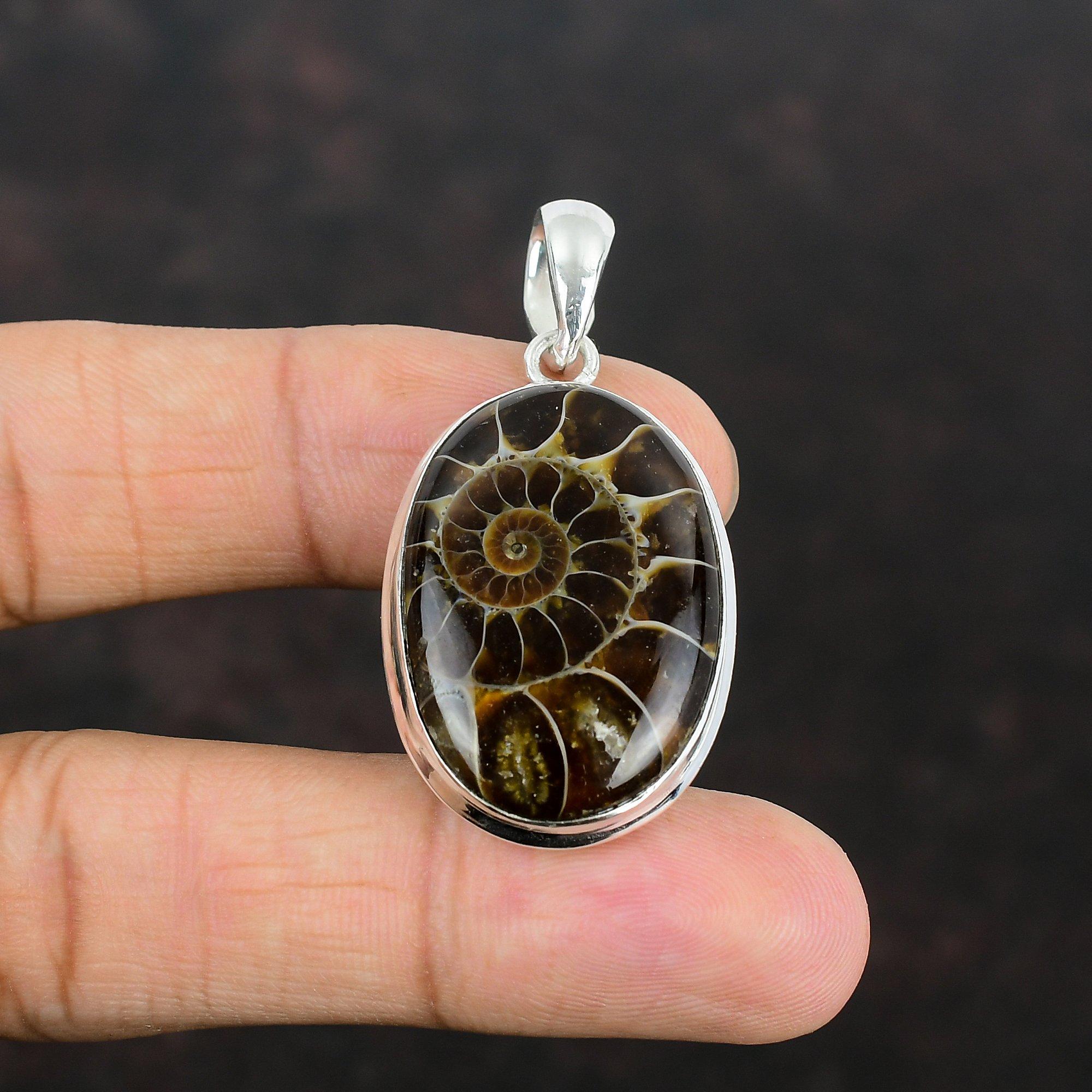 Ammonite Fossil Pendant Handmade Jewelry Gemstone Pendant 925 Sterling Silver Pendant Ammonite Fossil Jewelry Unique Pendant Gift For Mother