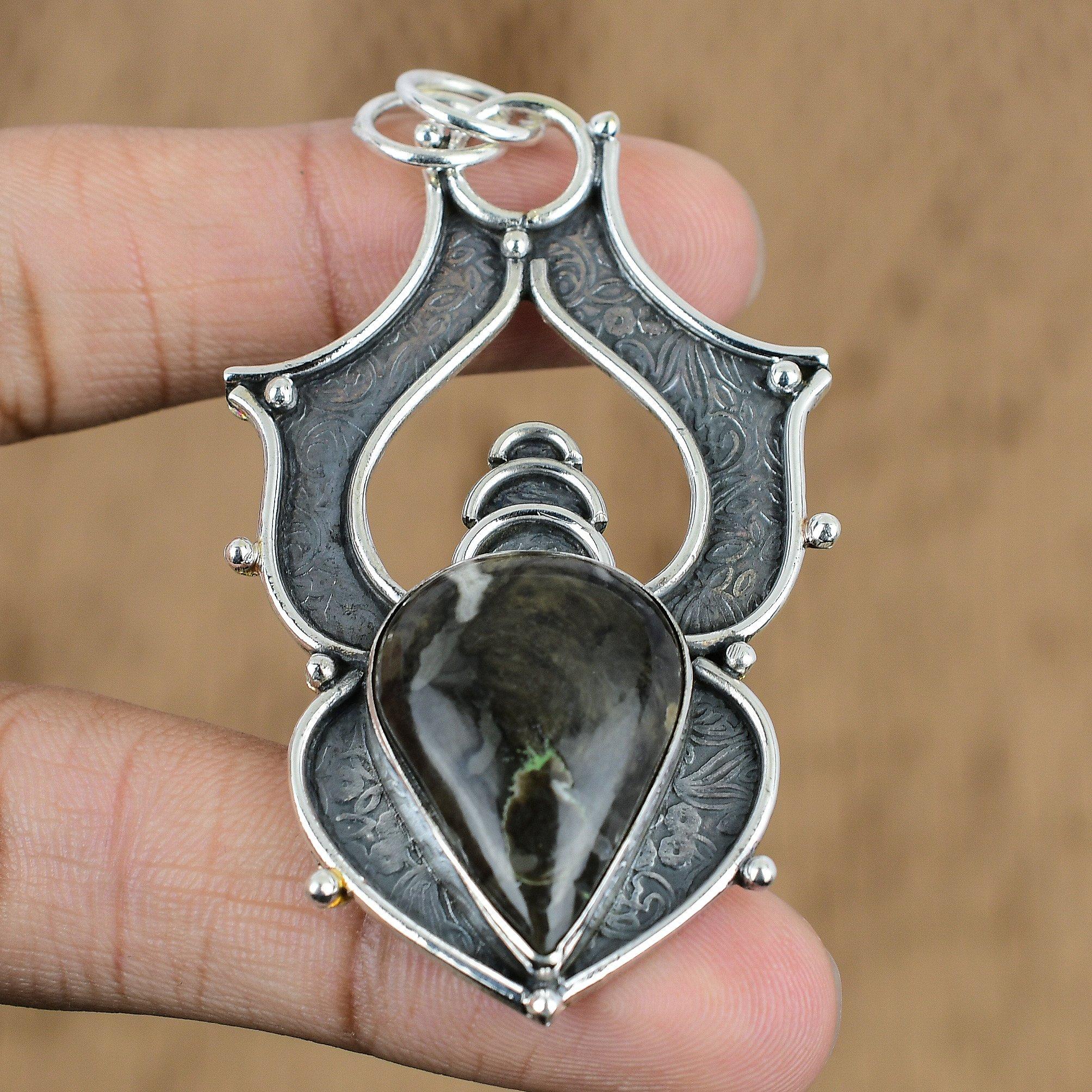 Easter Sale Rock Calci Stone 925 Sterling Silver Wedding Elegant Pendant Jewelry