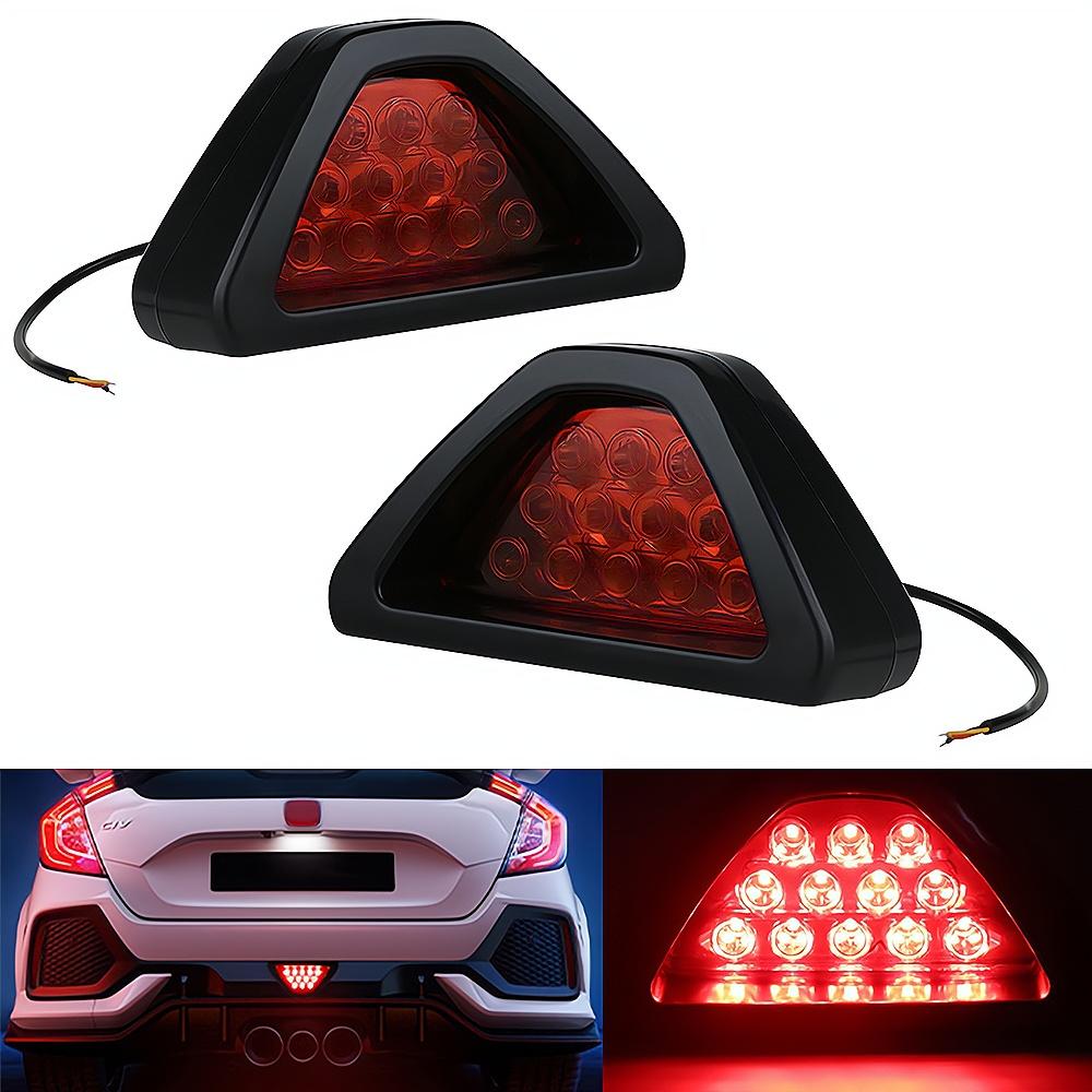 2PCS Car Ail Motorcycle Tail Pilot Signal Lamps Accessories 12V LED Rear Fog Light Triangle Red Led Brake Strobe Warning Lamp