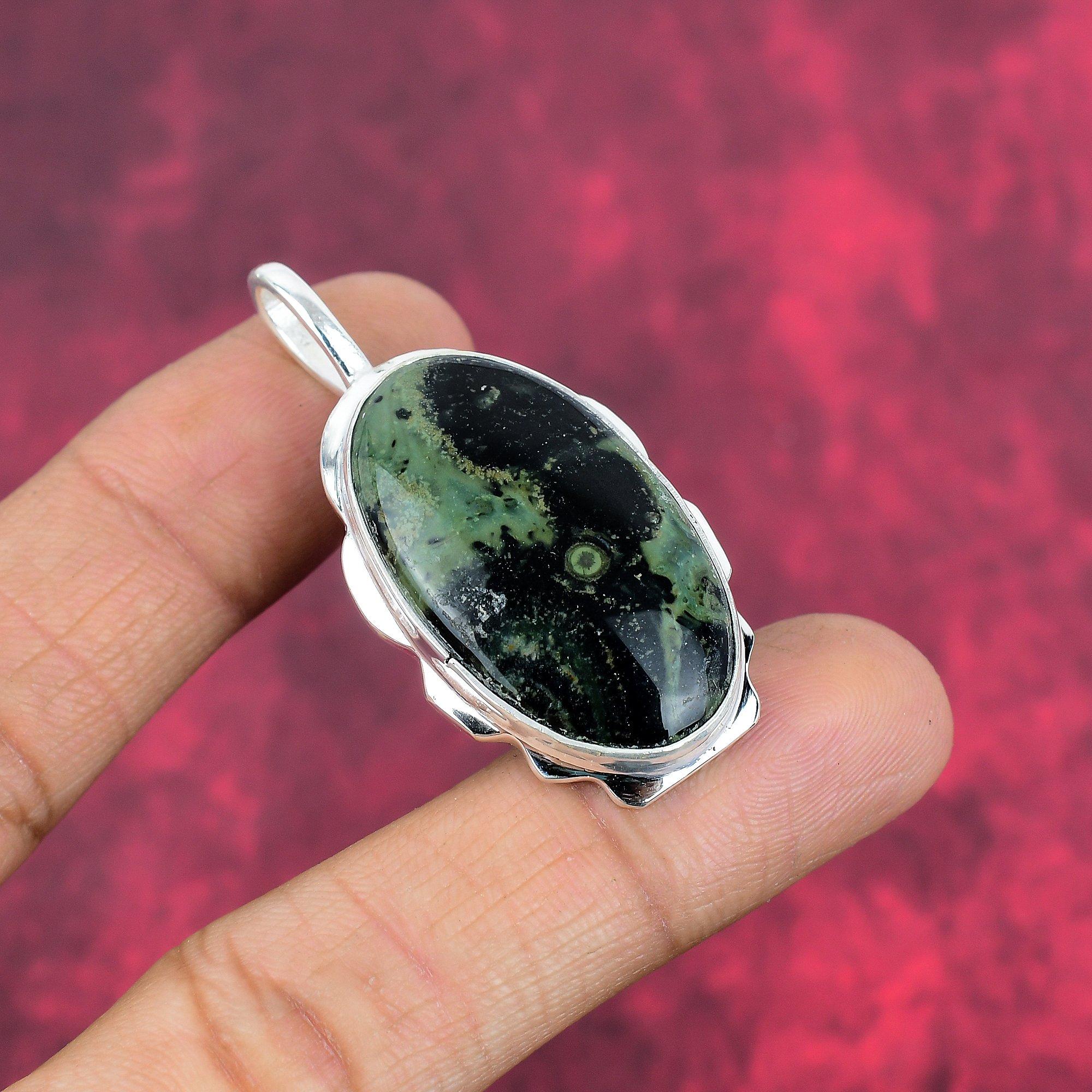 Ruby In Zoisite 925 Solid Sterling Silver Pendant, Handmade Gemstone Pendant Jewelry, Gifts For Wife Brand New Pendant