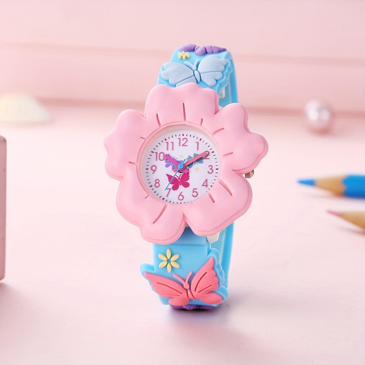 Orologio da Polso Cartoon con Fiore e Farfalla per Bambini, Modello 3D