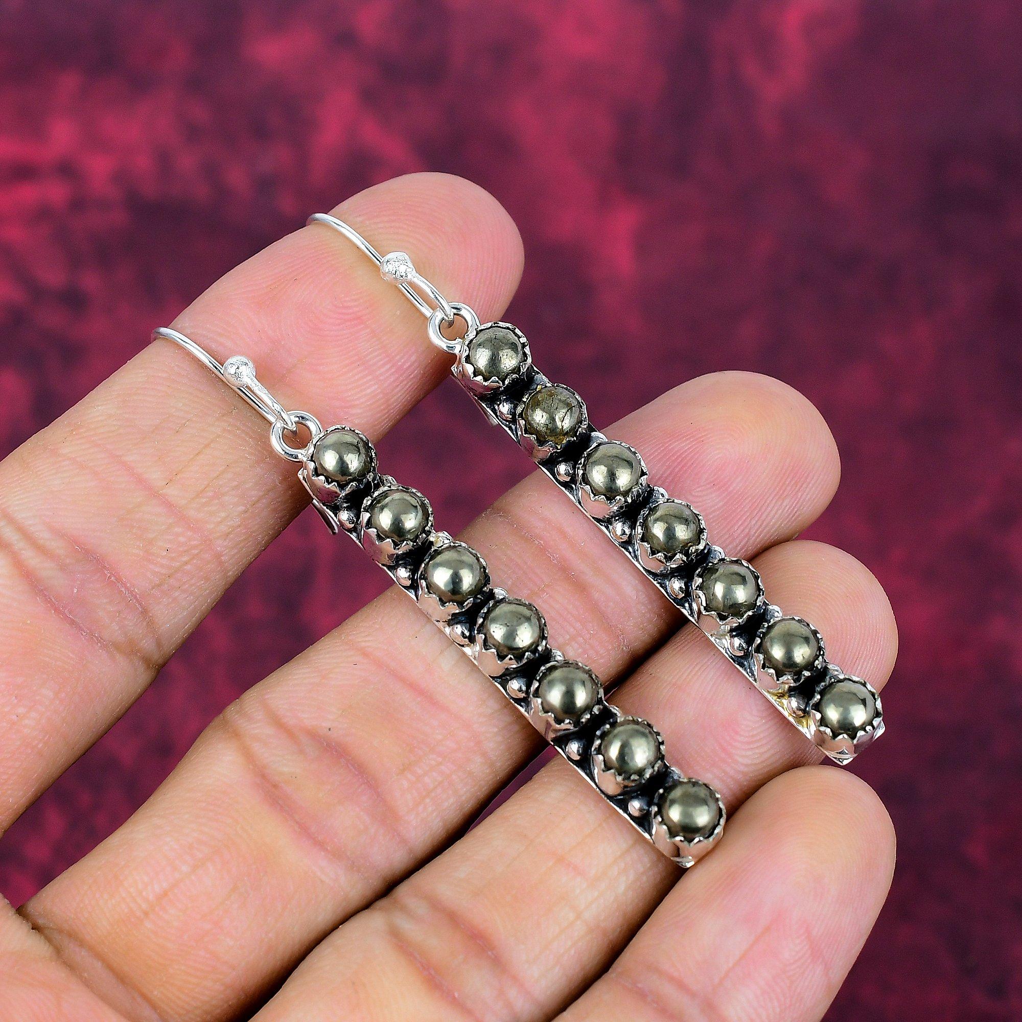 Golden Pyarite Earrings, 925 Sterling Silver Jewelry, Gift For Women Handmade Earrings Gemstone Jewelry