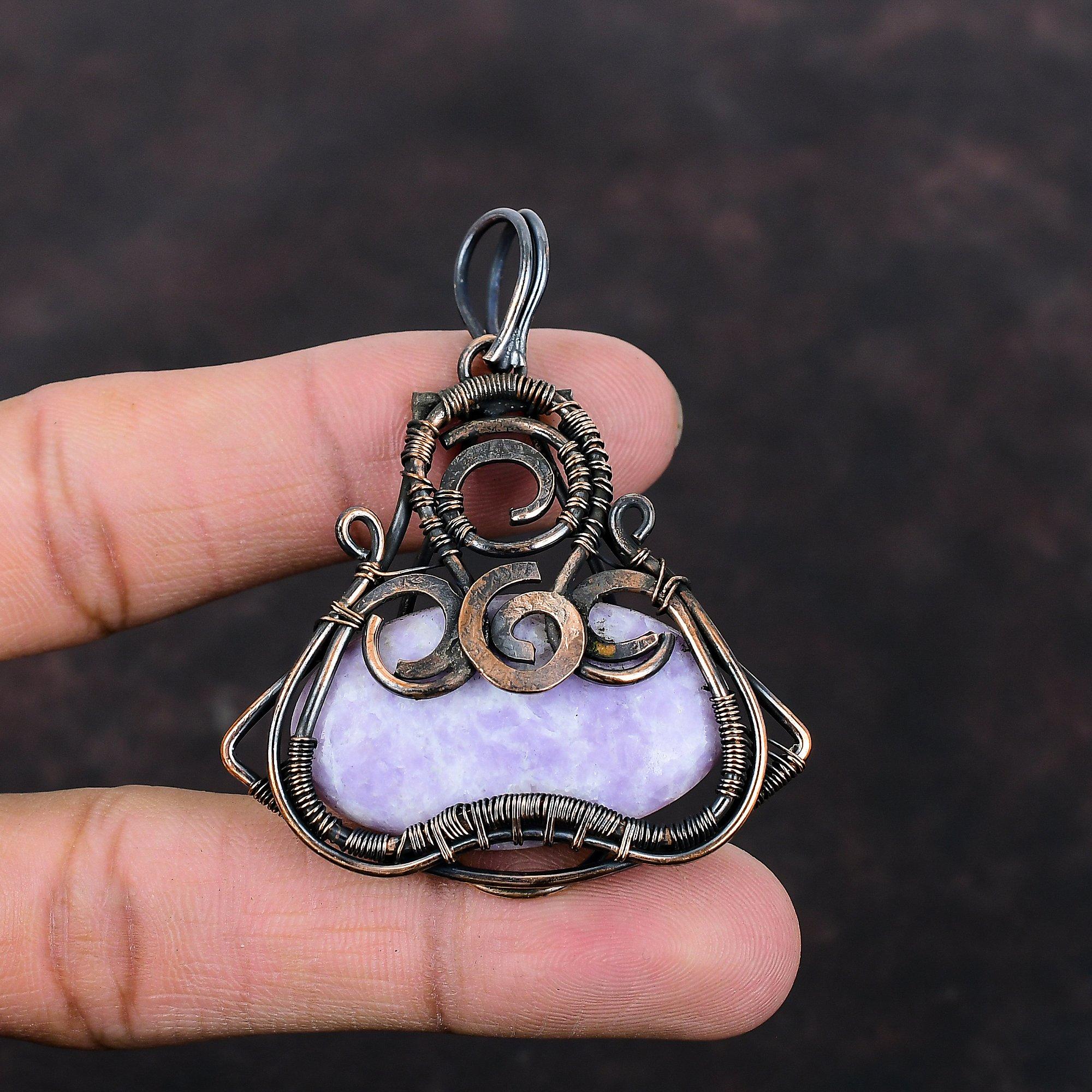 Lepidolite Pendant Copper Wire Wrapped Pendant Lepidolite Gemstone Jewelry Amazing Pendant Copper Jewelry Handmade Pendant Anniversary Gift