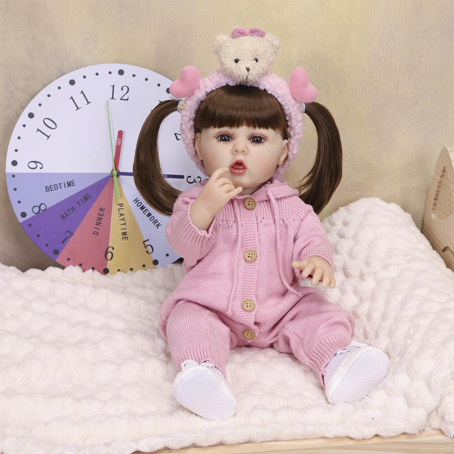 KEIUMI 22 Inch Reborn Baby Doll Full Body Silicone Vinyl Realistic 3D Skin Newborn Girl Toy Children Birthday Gift