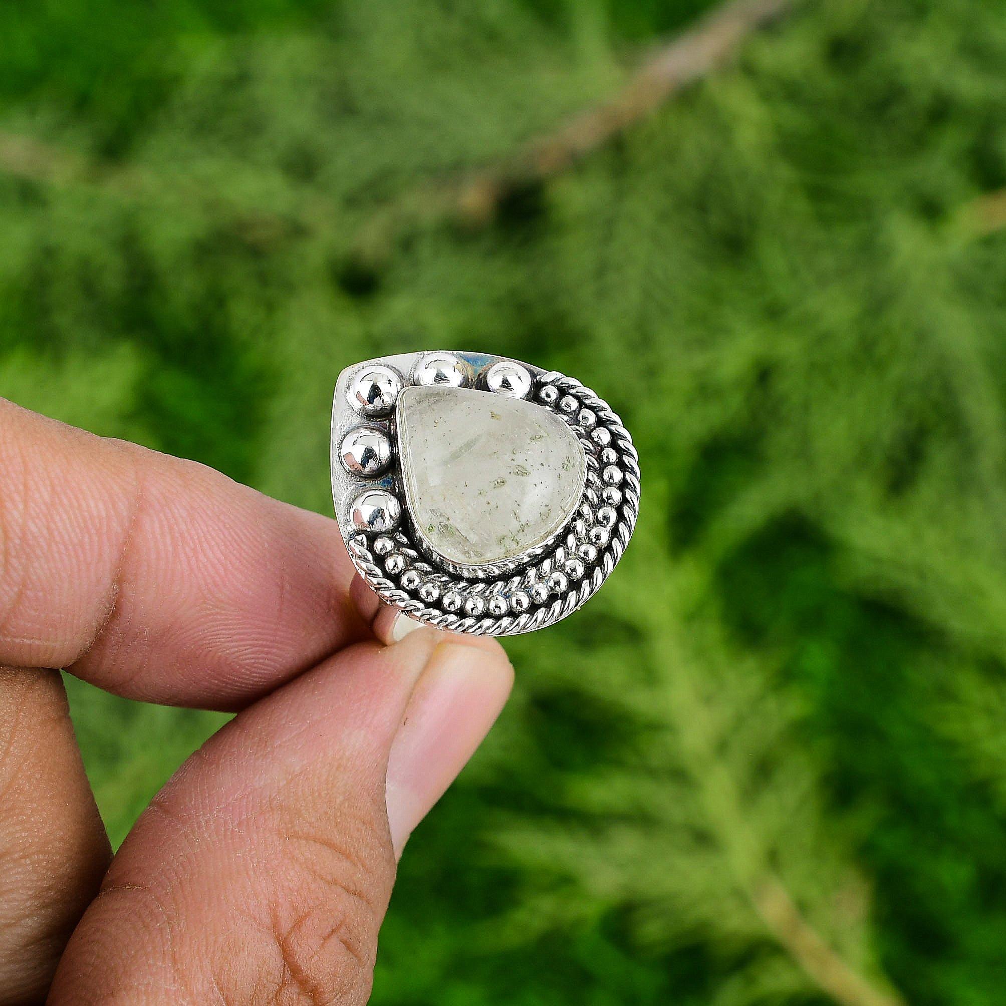 925 Sterling Silver Pear Moonstone Stone Handcrafted Promise Sister Ring Jewelry