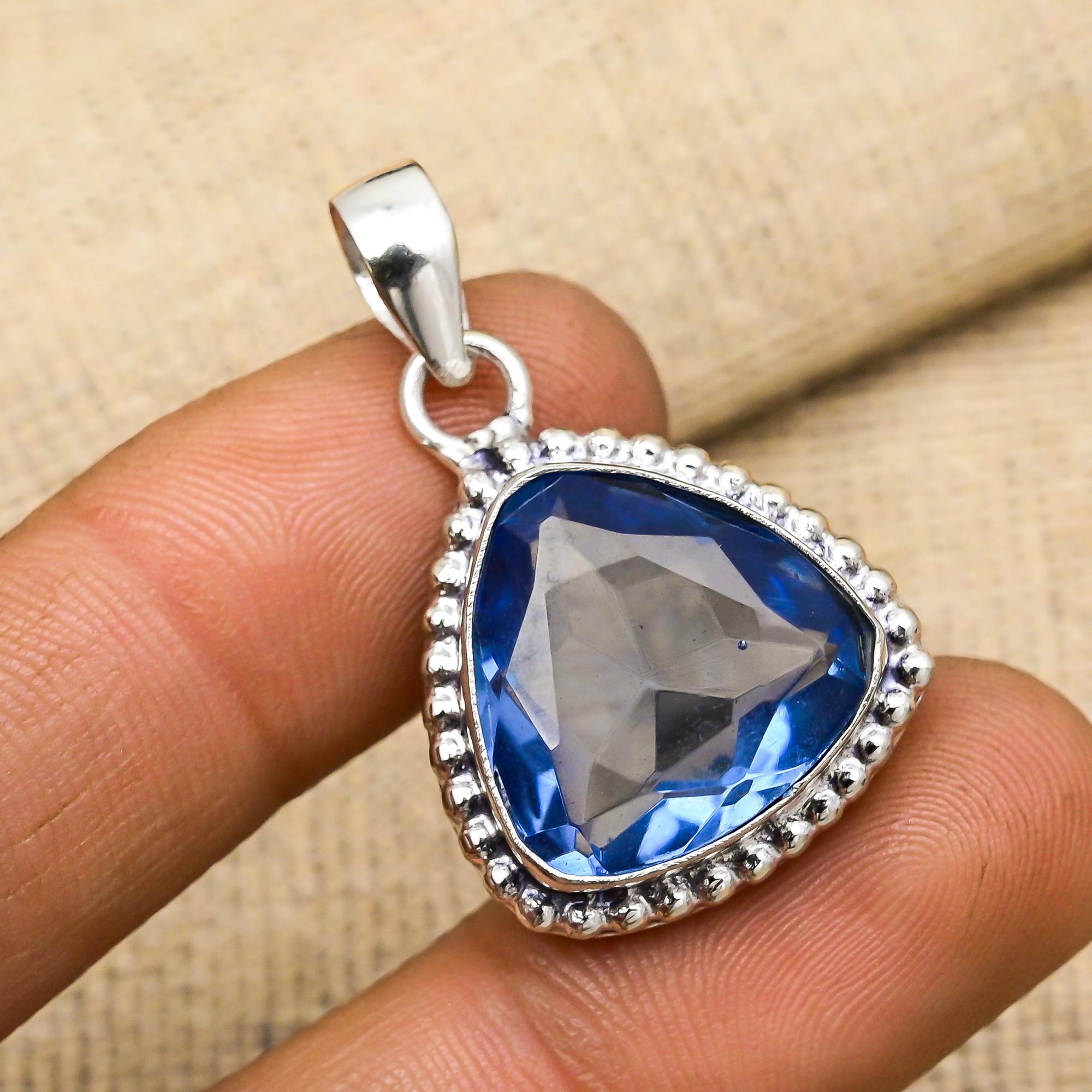 Tanzanite Gemstone Solid 925 Sterling Silver Handmade Wonderful Pendant For Wedding Gift