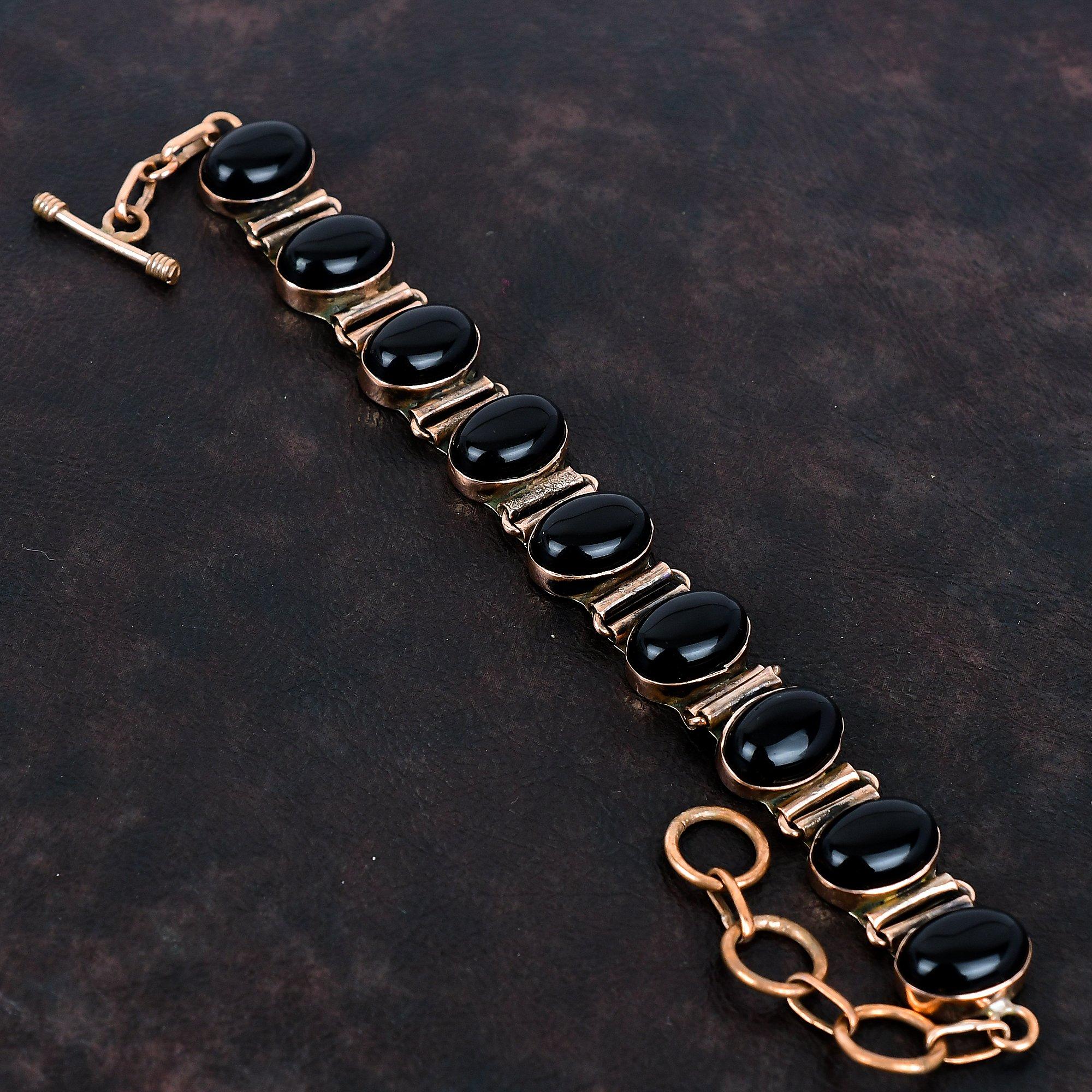 Black onyx gemstone bracelet copper bracelet handmade antique jewelry adjustable chain bracelet brand new bracelet copper jewelry for gifts