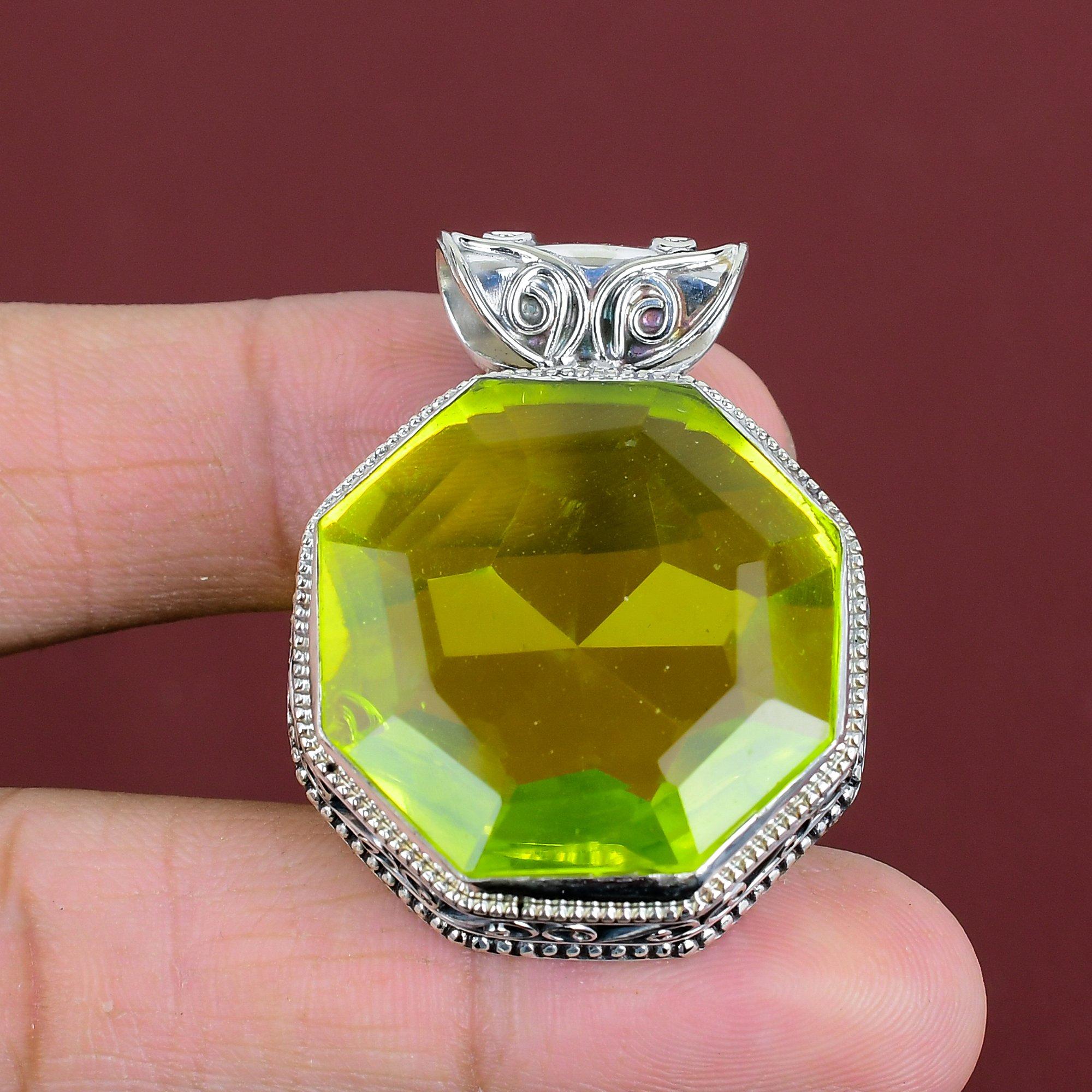Faceted Lemon Topaz Pendant Handmade Gemstone Pendant 925 Sterling Silver Pendant Lemon Topaz Jewelry Dainty Vintage Pendant Gifts For Women