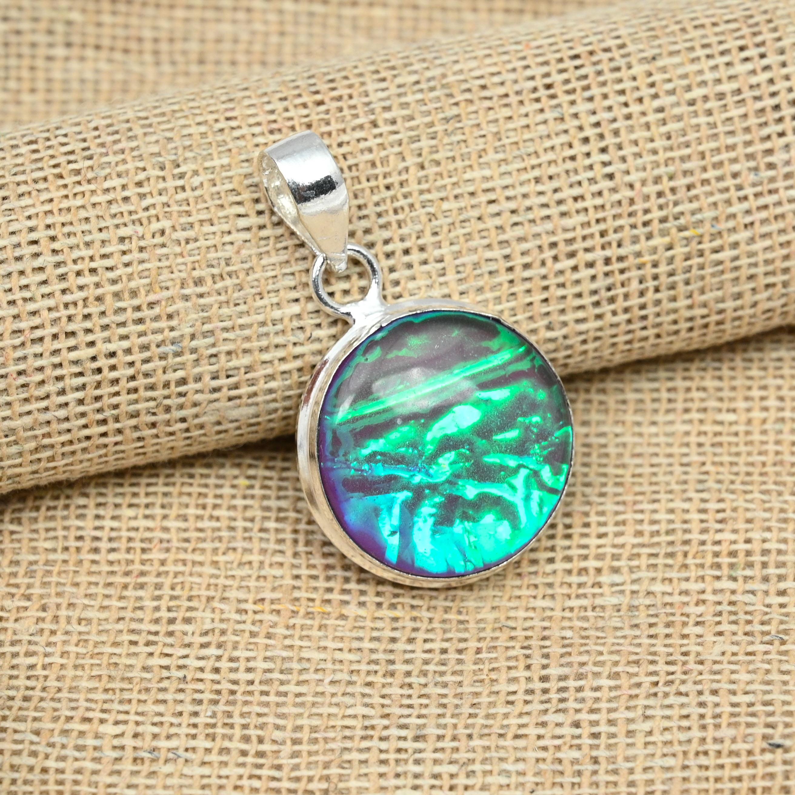 Purple Australian Triplet Opal Gemstone 925 Solid Silver Pendant Handmade Jewelry