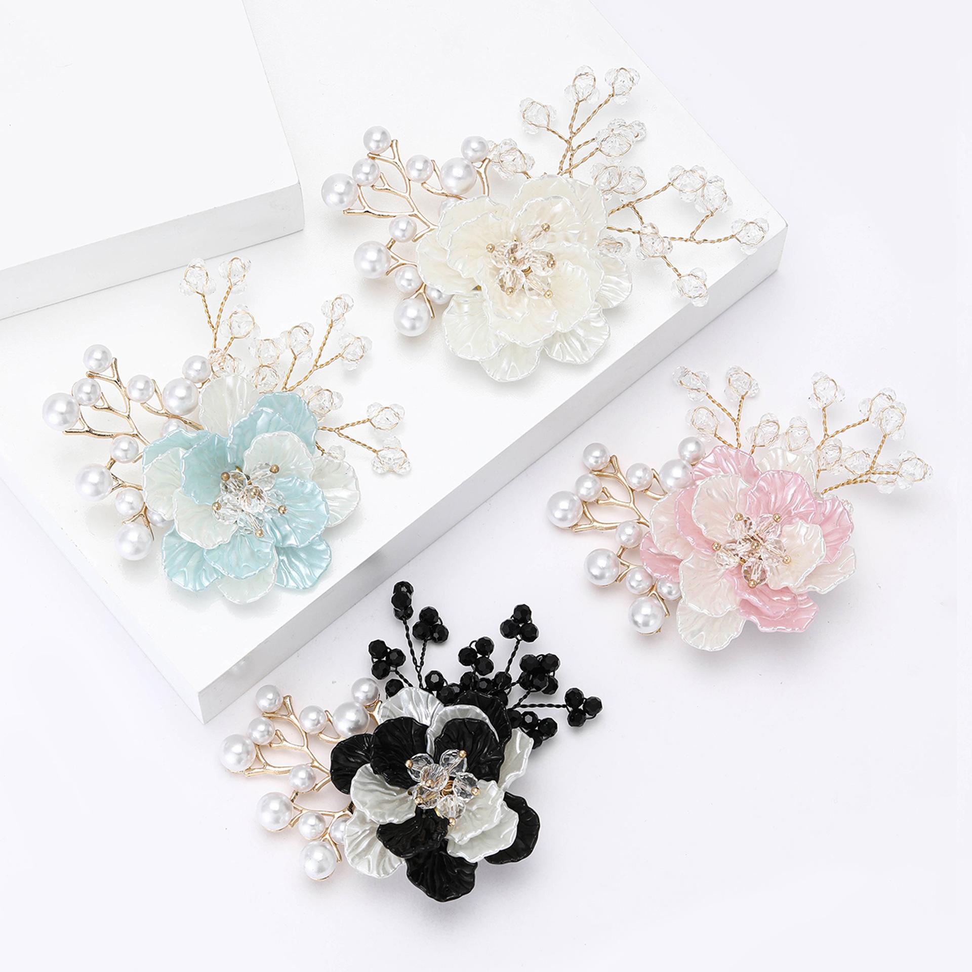 Simulation Pearl Enamel Flower Brooch for Women Unisex Plant Pins Party Accessories Gifts Friends Decoration