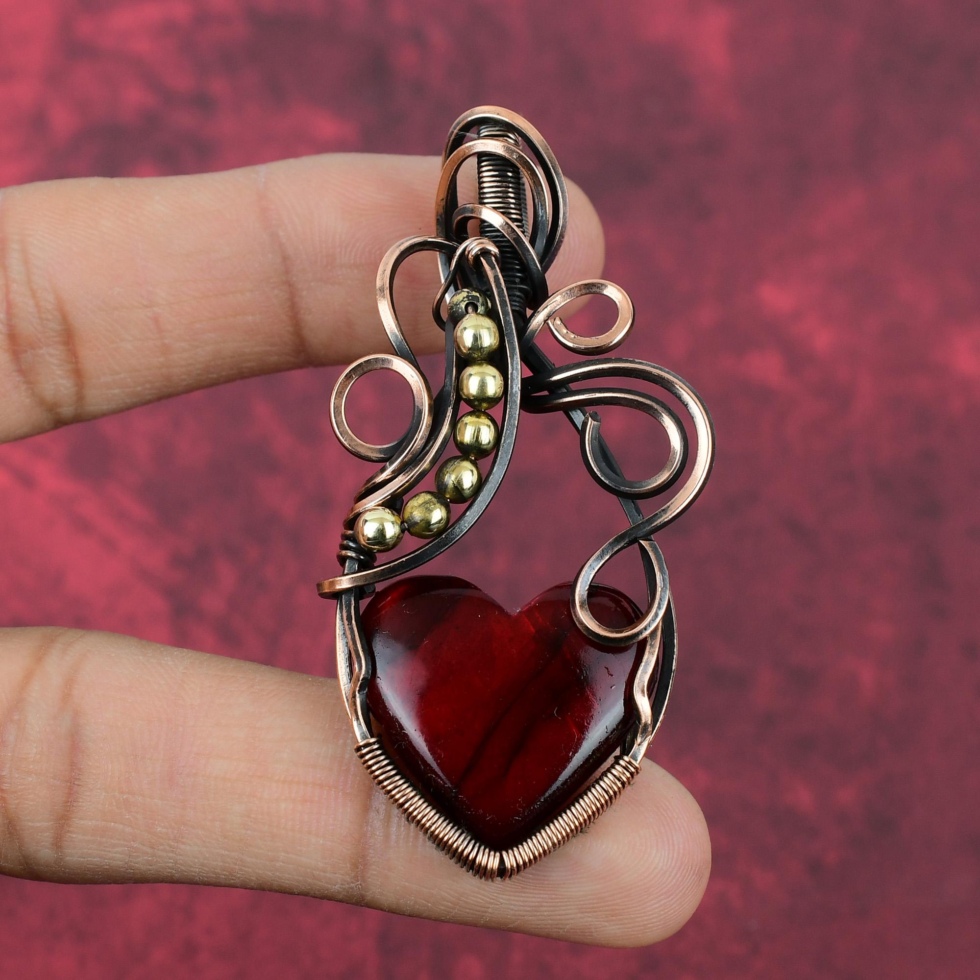 Red Fire Labradorite Pendant Copper Wire Wrapped Gemstone Jewelry Handmade Pendant Labradorite Jewelry Copper Wire Wrap Pendant Gift For Him
