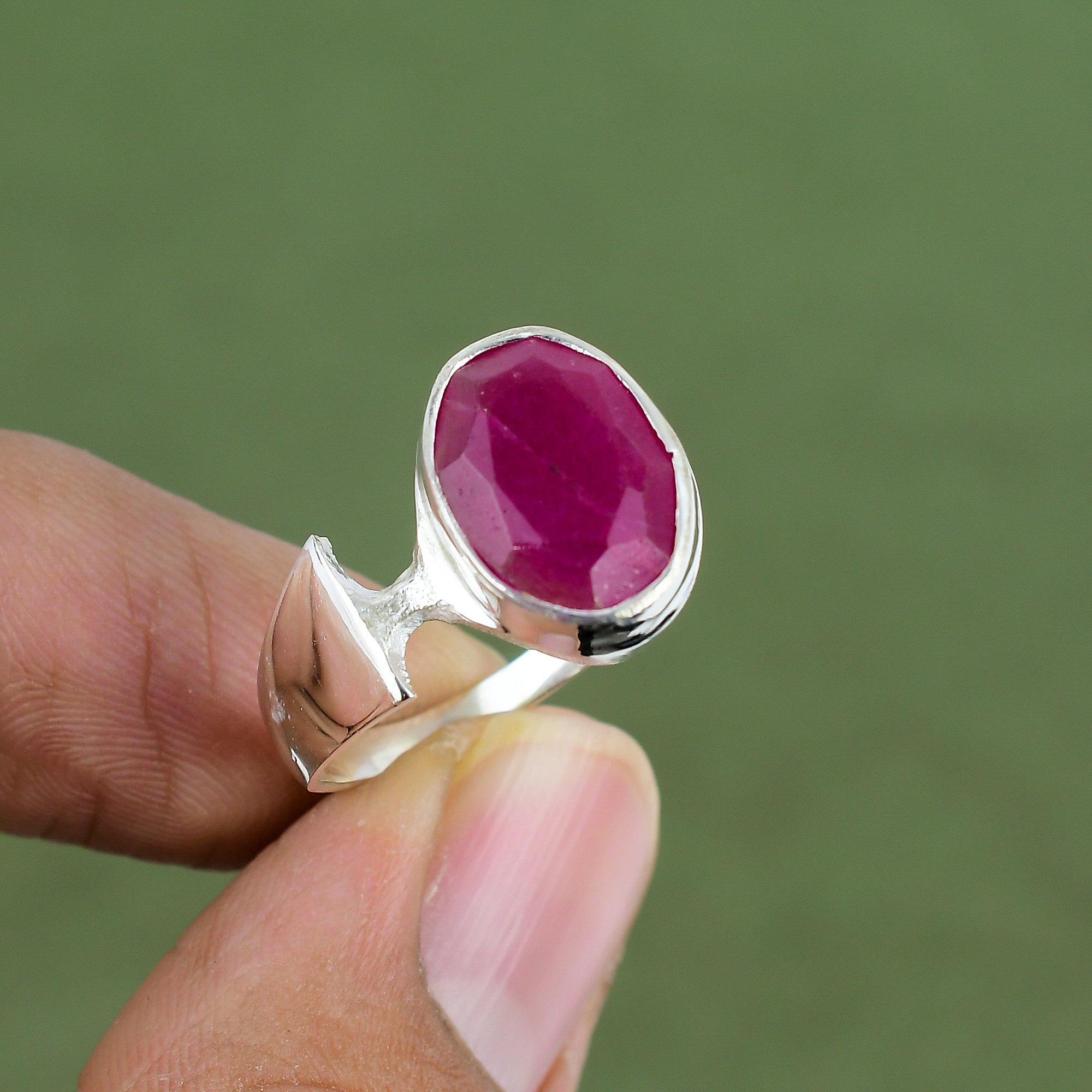 Faceted Kashmir Ruby Ring 925 Sterling Silver Ring Ruby Jewelry Elegant Gemstone Ring Handmade Jewelry Gift For Women Available In Ring Size
